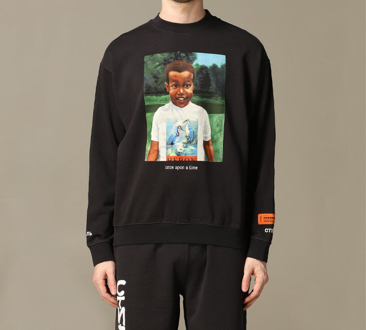 Men's HERON PRESTON Printing Long Sleeves Black HMBA007S208960191088
