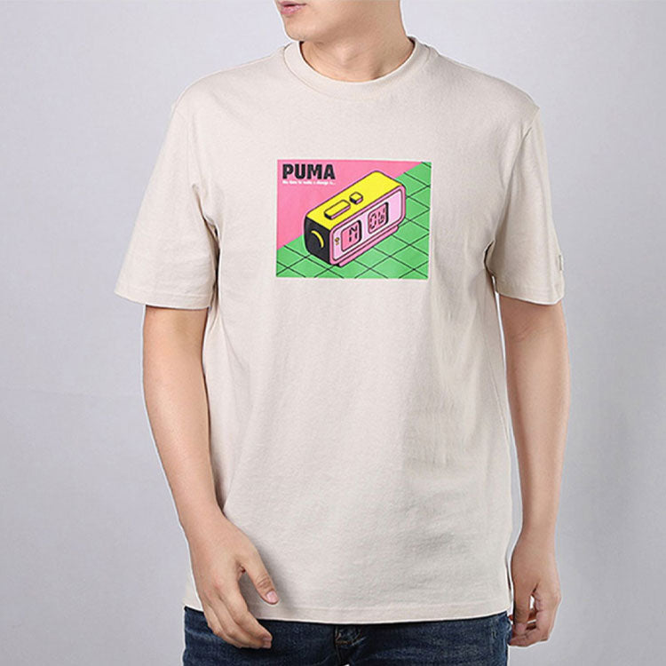PUMA Downtown Graphic Tee 'Beige Pink Green' 599181-85