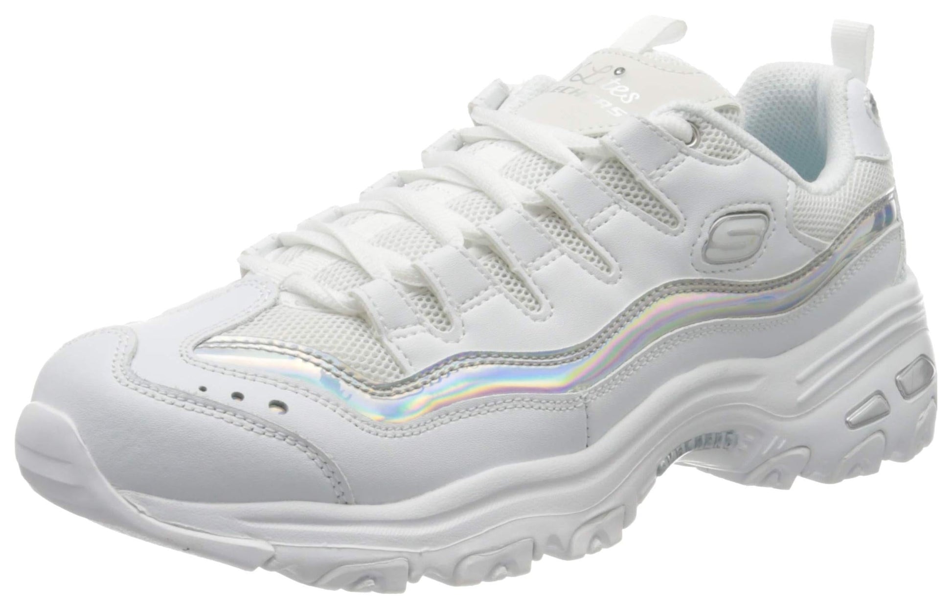 (WMNS) Skechers D'lites 1.0 GS White/Silver 13160-WSL