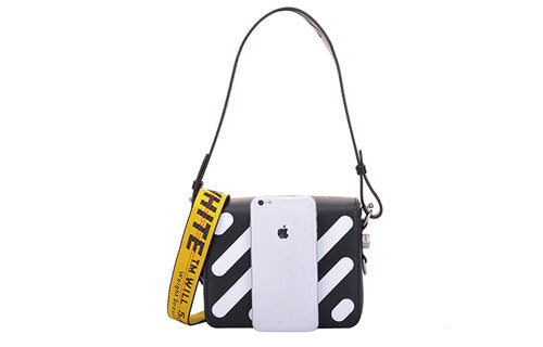 (WMNS) OFF WHITE Cowhide Stripe Black Messenger Bag 'Black White' 0WNA011R184230511001