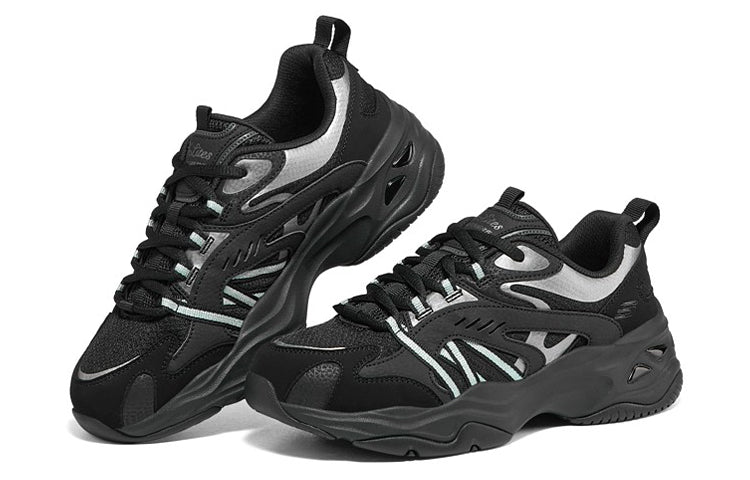 (WMNS) Skechers DLITES 4.0 'Black Silver' 896080-BBK