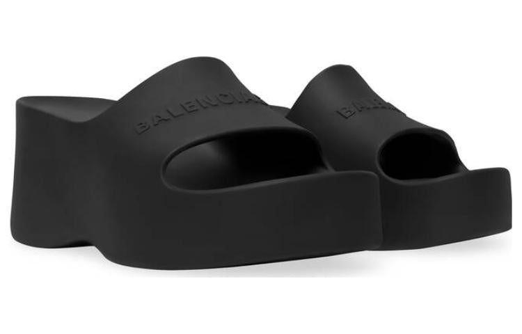 (WMNS) Balenciaga Chunky Wedge Sandals 'Black Rubber' 737923W1S891000