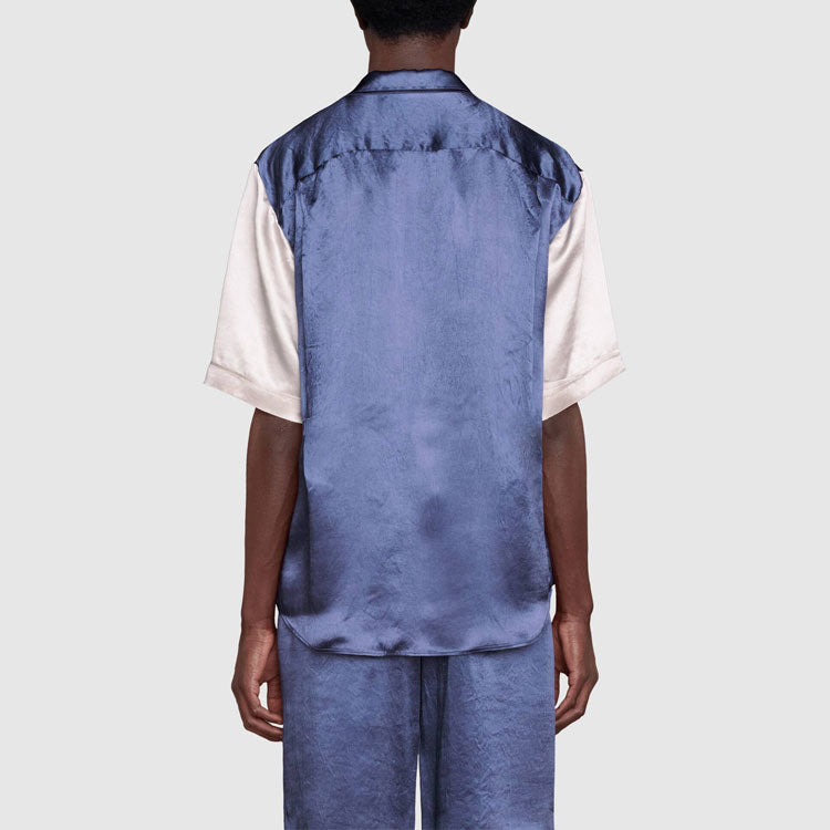 Men's Gucci SS21 Interlock Double g Short Sleeve Blue Shirt 654894-ZAGU9-4309