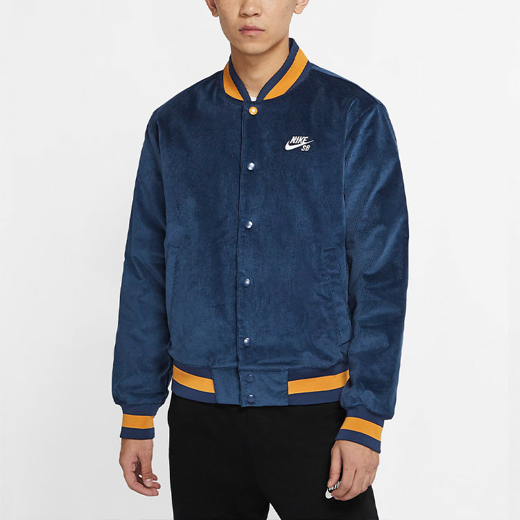 Nike SB Skateboard corduroy Skateboard Sports Logo Jacket Navy Blue Dark  CK5445-410
