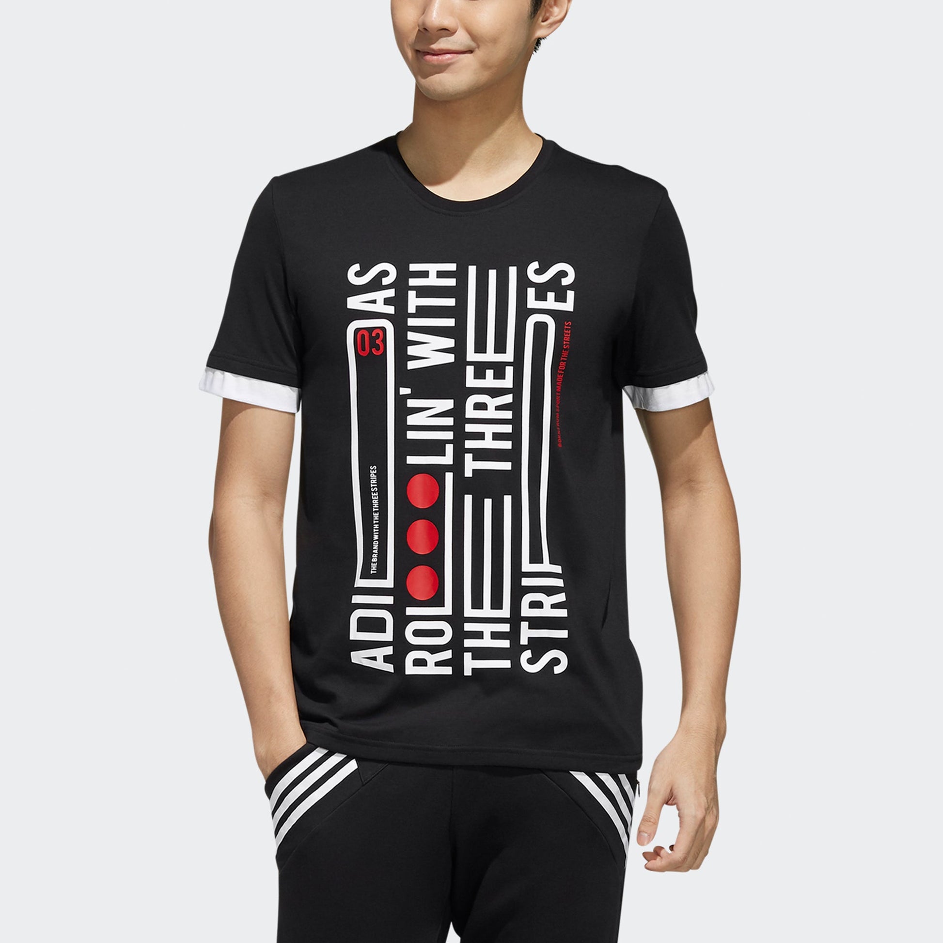 adidas neo Cs Verbiage T Stripe Causual Sports Round Collar Male Black EI4530