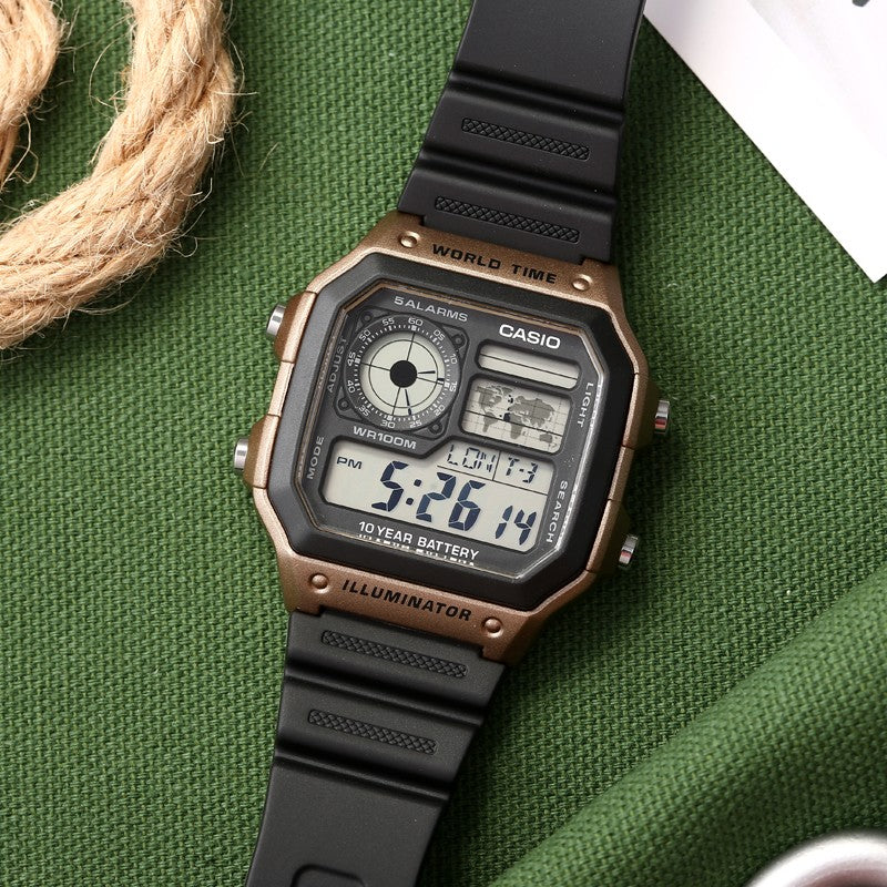CASIO Waterproof Sports Shockproof Mens Black Digital AE1200WH-5AV