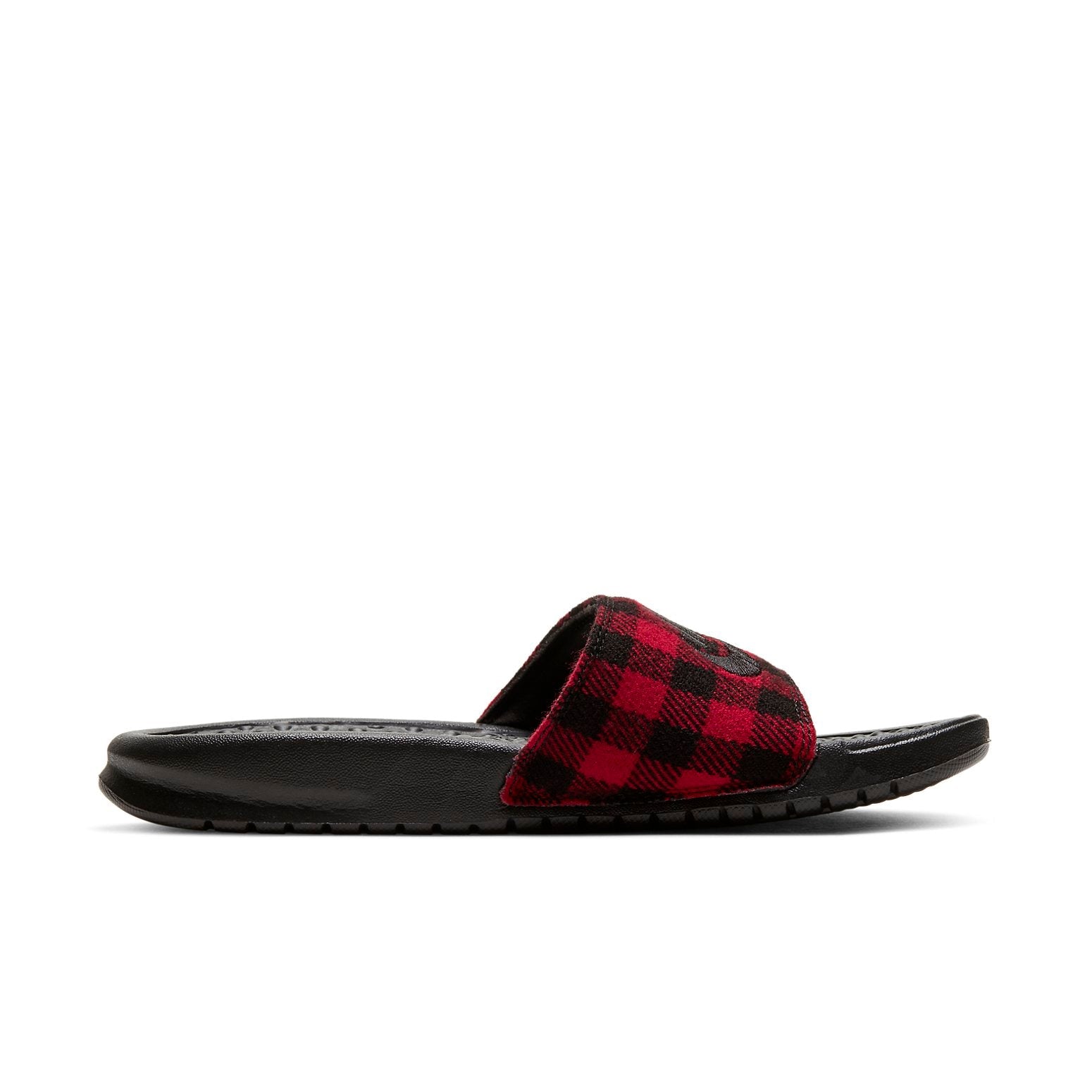 (WMNS) Nike Benassi Jdi SE Plaid Splicing Red Black Slippers 'Red Black' CK0626-001