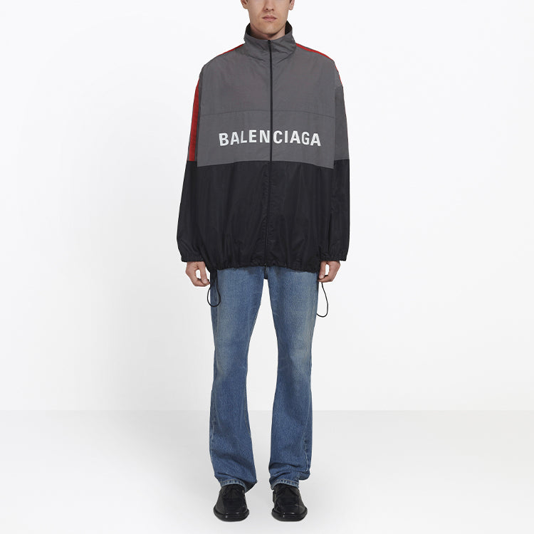 Balenciaga Two-Tone Logo-Print Shell Jacket 'Grey' 534317TDO051408