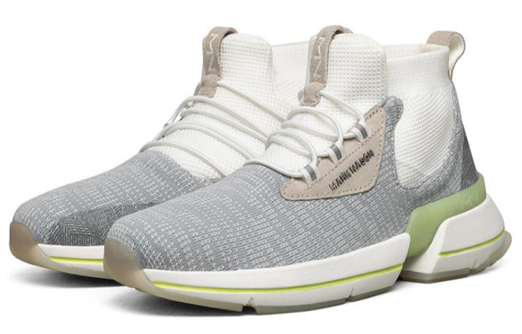 (WMNS) Skechers Split Running Shoes White/Grey/Green 69380-WMLT
