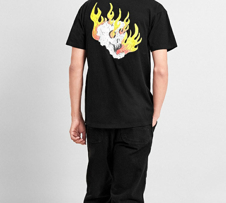 Vans Back Printing Short Sleeve Couple Style Black VN0A4MQDBLK