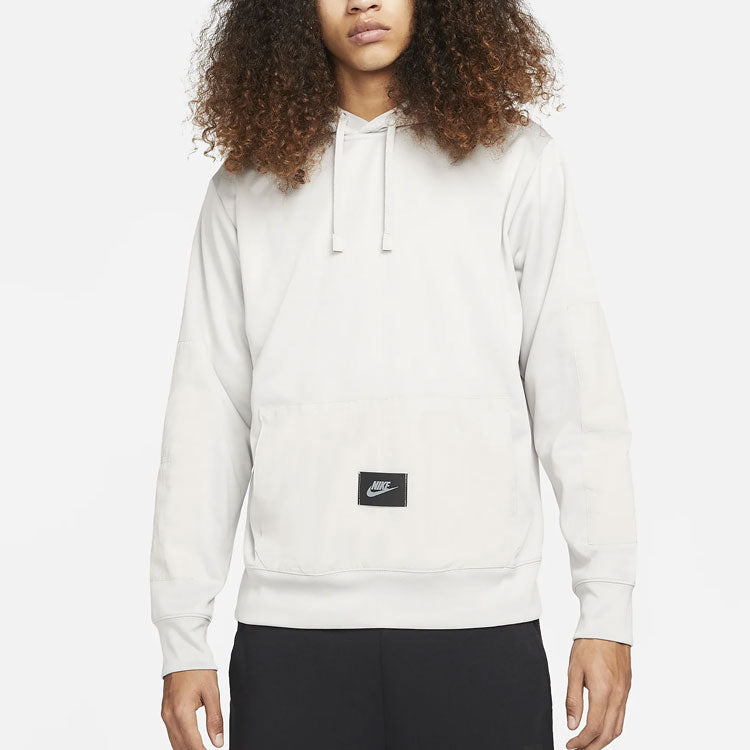 Men's Nike Solid Color Logo Hooded Long Sleeves Gray White DQ5103-012