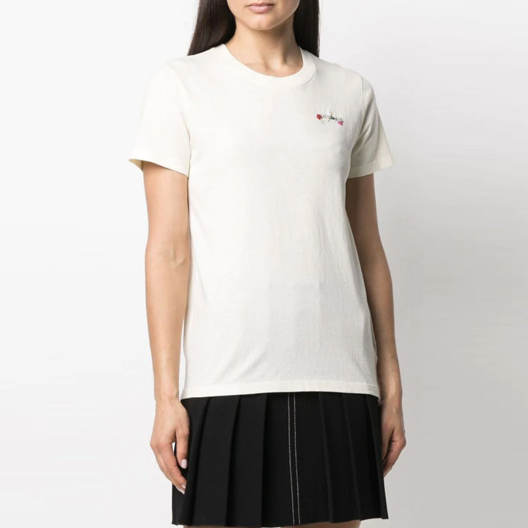 (WMNS) Off-White SS21 Flowers Embroidered Arrow Short Sleeve Creamy White OWAA049R21JER0036184