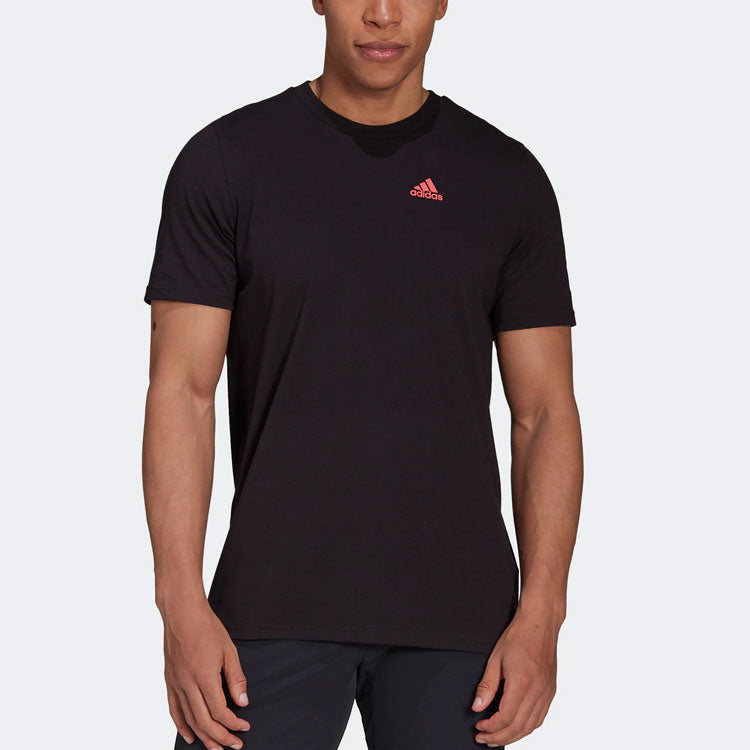 adidas Solid Color Logo Round Neck Short Sleeve Unisex Black HA0976