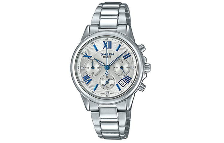 CASIO Couple Waterproof Sapphire Crystal SilverWhite Analog EFB-620D-7A-SHE-5520D-7A2021