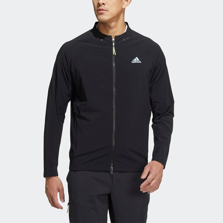 Men's adidas Solid Color Stand Collar Brand Logo Jacket Japanese Version Black HB3640