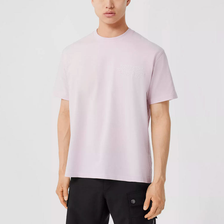 Men's Burberry Alphabet Printing Cotton Loose Short Sleeve Pink 80432731