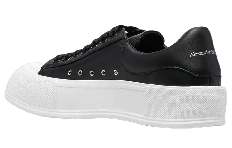 Alexander McQueen Deck Lace Up Plimsoll Sneakers 'Black White' 705201WIAB61070