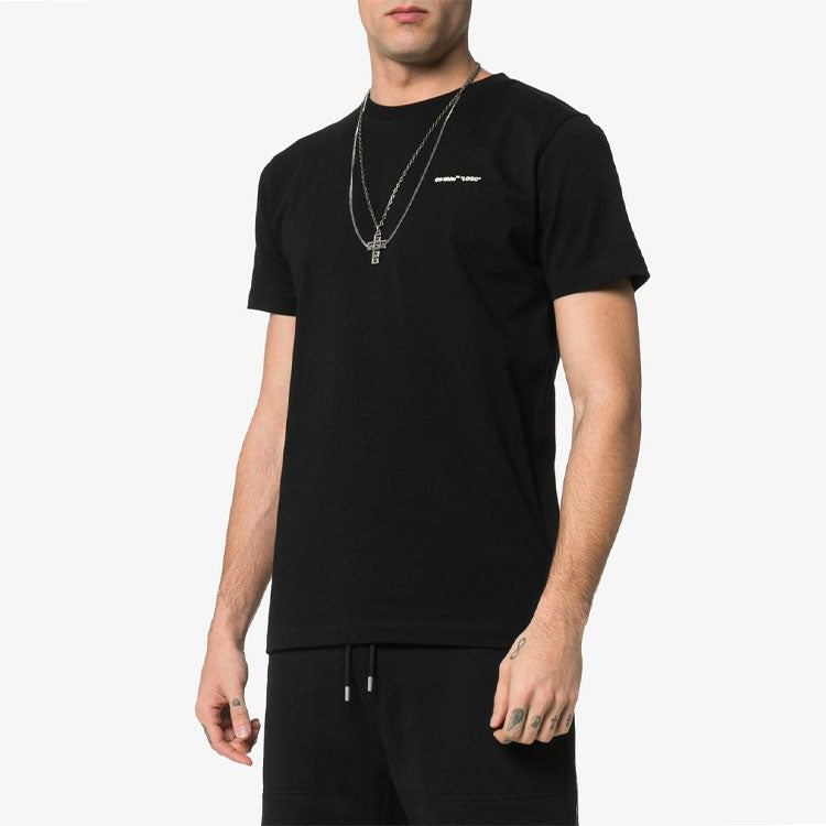 Off-White c/o virgil abloh men's black logo short sleeve slim tee OMAA027S191850221001