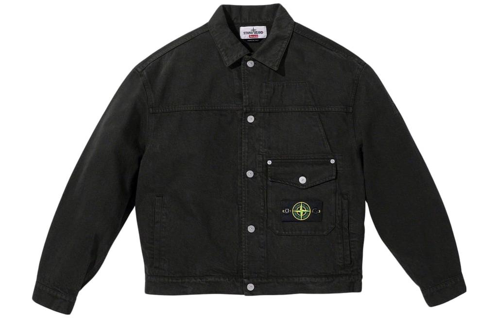 Supreme x STONE ISLAND FW23 Week10 Denim Trucker Jacket Logo 'Black' SUP-FW23-170