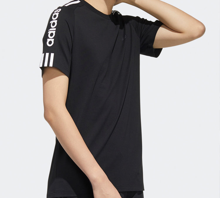 Men's adidas neo Round Neck Short Sleeve Black T-Shirt FP7475
