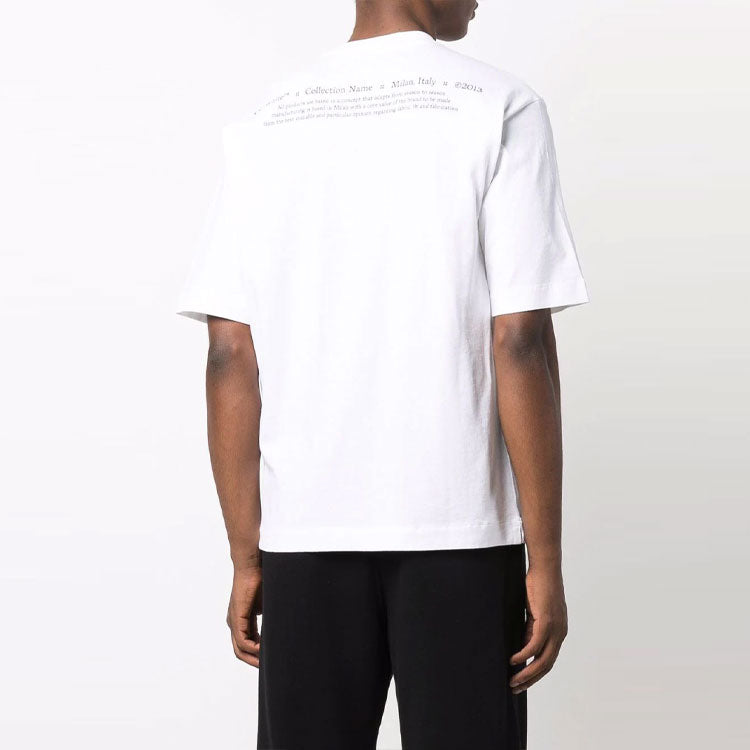 Men's Off-White FW21 Pattern Printing Round Neck Short Sleeve White T-Shirt OMAA119F21JER0170184