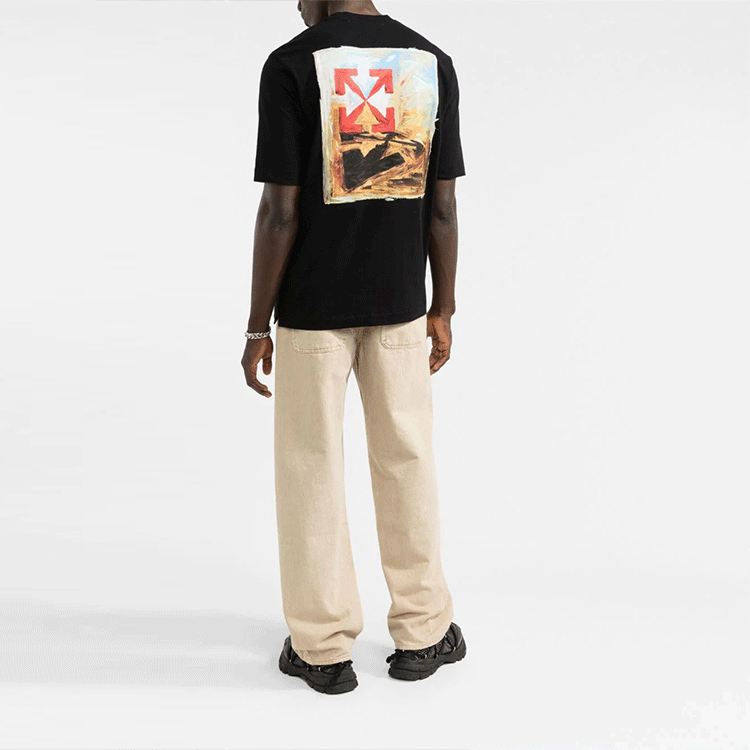Off-White FW21 Logo Printing Arrow Pattern Round Neck Short Sleeve Ordinary Version Black OMAA119F21JER0151084