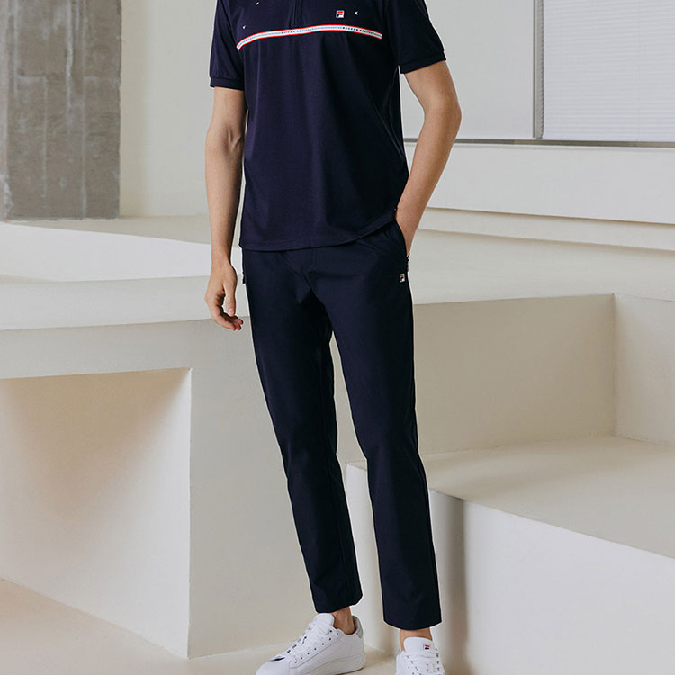 FILA Light-WeightBreathable Fabric Straight Knitting Casual Trousers Men s Blue F11M131601F-NV