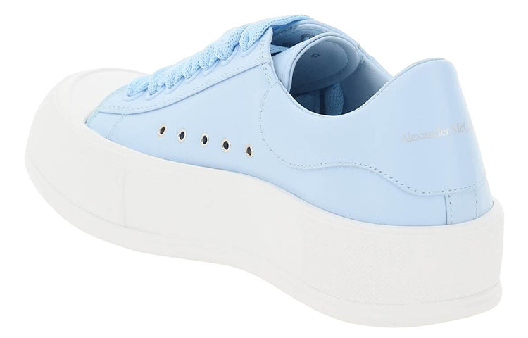 (WMNS) Alexander McQueen Deck Plimsoll Lace-Up Sneakers 'Blue White' 667245WIAB64469