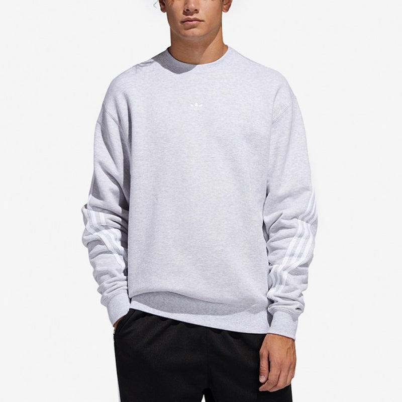 Men's adidas originals Side Stripe Loose Round Neck Pullover Gray FM1520