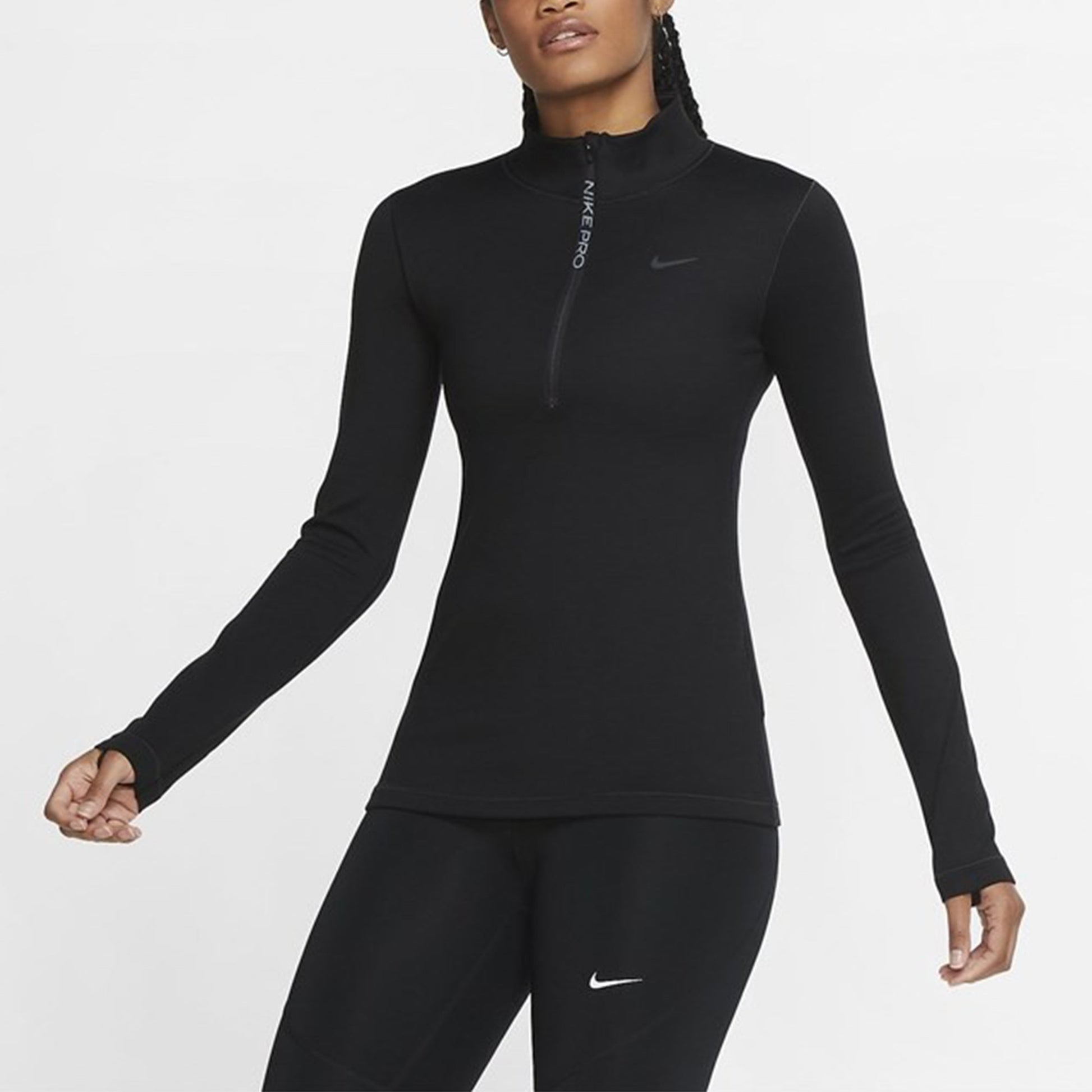 (WMNS) Nike Pro Quick Dry Stand-up Collar Sweateshirt Black CU4330-010
