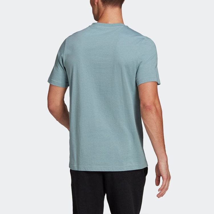Men's adidas Alphabet Logo Printing Round Neck Pullover Short Sleeve Japanese Version Blue T-Shirt HF5040