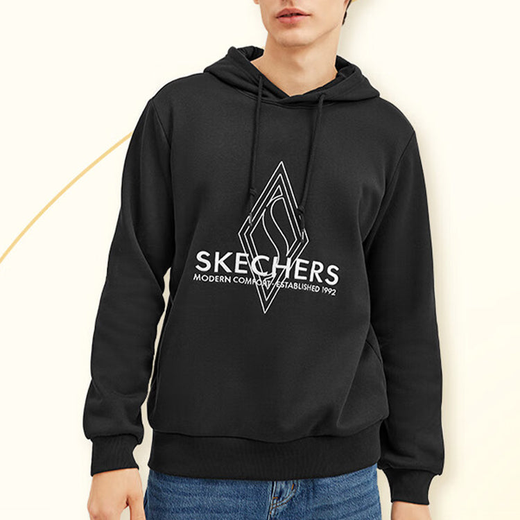 Skechers Diamond Series Letter Hoodied 'Black White' L423M171-0018