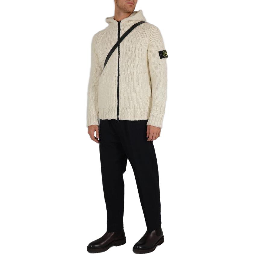 STONE ISLAND Ivory Wool Cardigan 'Plaster' 7915544D4-V0097