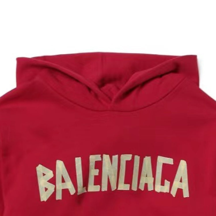 (GS) Balenciaga Tape Type Cotton Hoodie 'Red' 682019TOVB36400