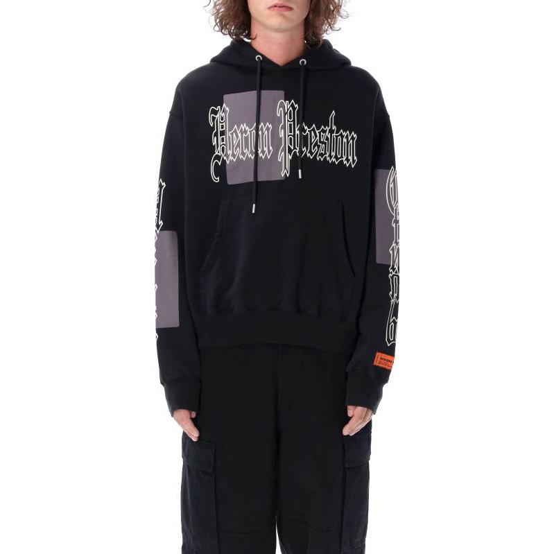 HERON PRESTON FW22 Logo-print Cotton Hoodie 'Black' HMBB024F22JER0021009