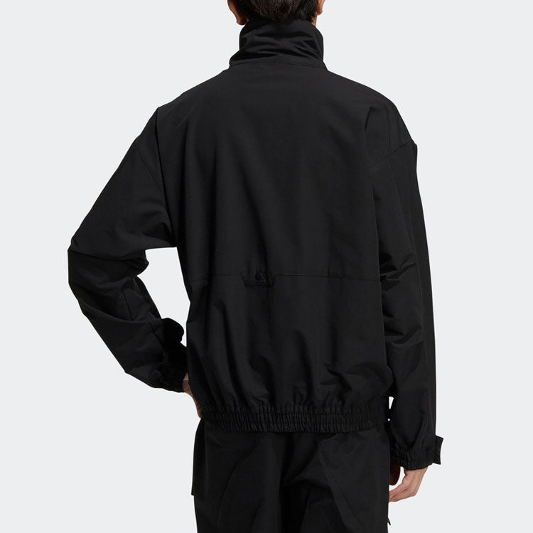 adidas originals 3D Pocket Logo Outdoor Cardigan Woven Stand Collar Jacket Black H58069