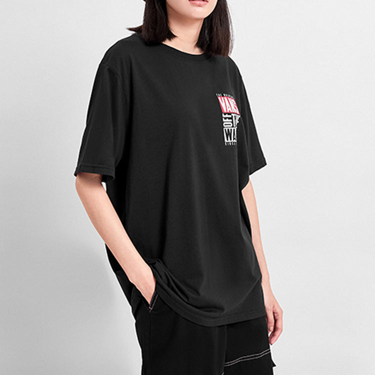 Vans Alphabet Printing Short Sleeve Couple Style Black VN0A4MM5BLK