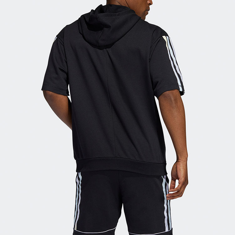 adidas Dm Ss Hoodle Casual Breathable Basketball hooded Sports Short Sleeve Black HB6757