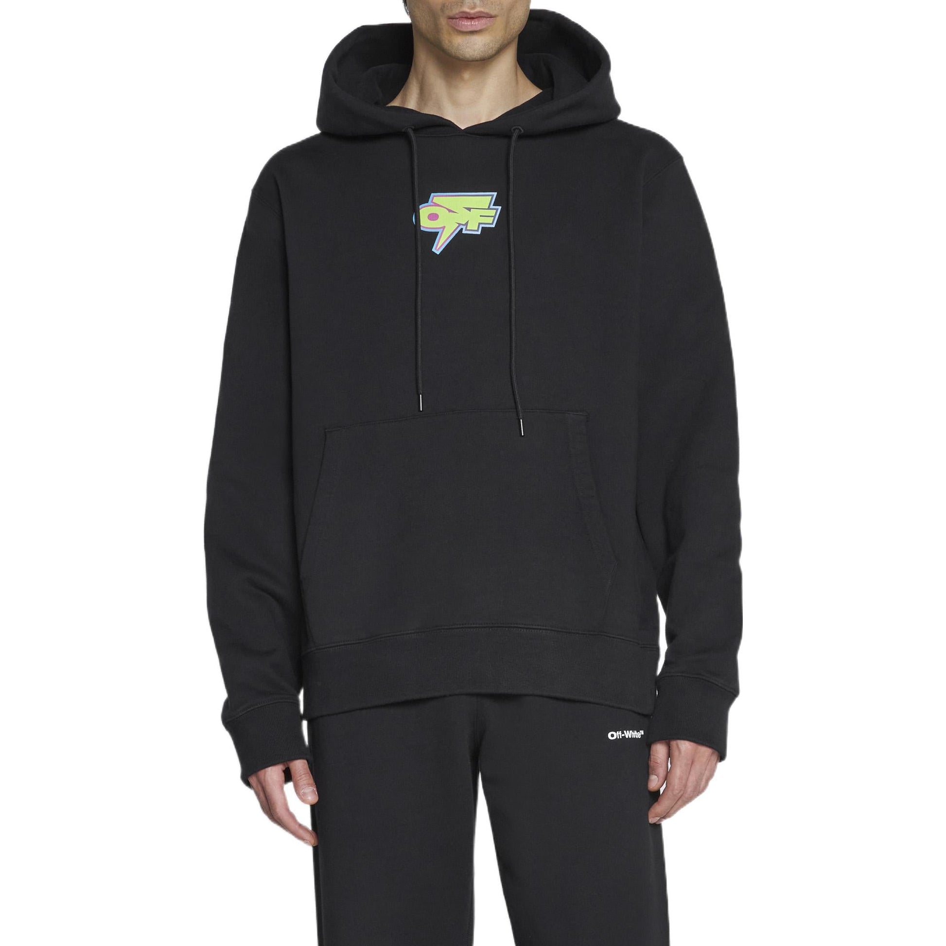 Men's Off-White FW22 Back Logo Printing Hooded Long Sleeves Ordinary Version Black OMBB097F22FLE0064641