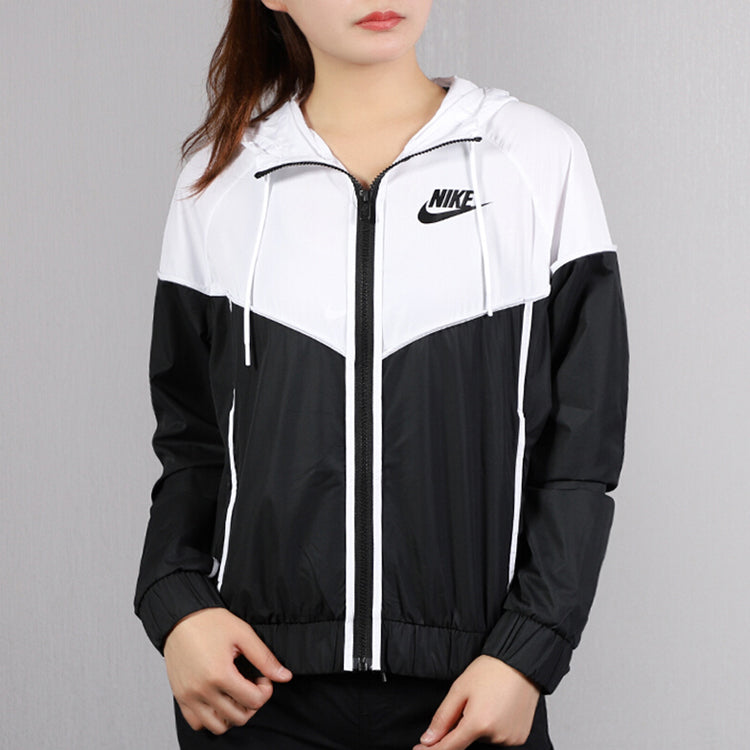 (WMNS) Nike Sports Windproof Colorblock Hooded Jacket Black White Black-white BQ4716-011
