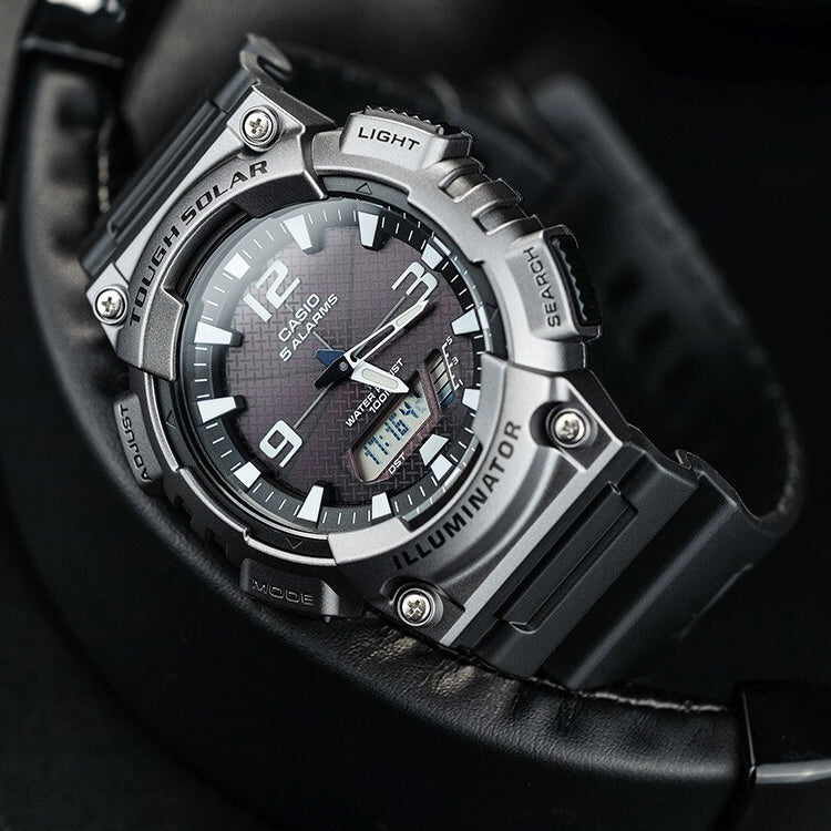 CASIO Analog Solar Powered Waterproof Sports Mens Black Analog/Digital Combo AQ-S810W-1A4V