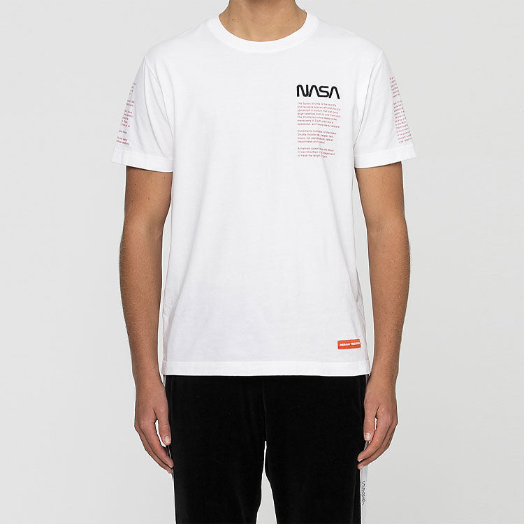 HERON PRESTON x NASA Crossover Alphabet Printing Short Sleeve Unisex White HMAA001F197600200188