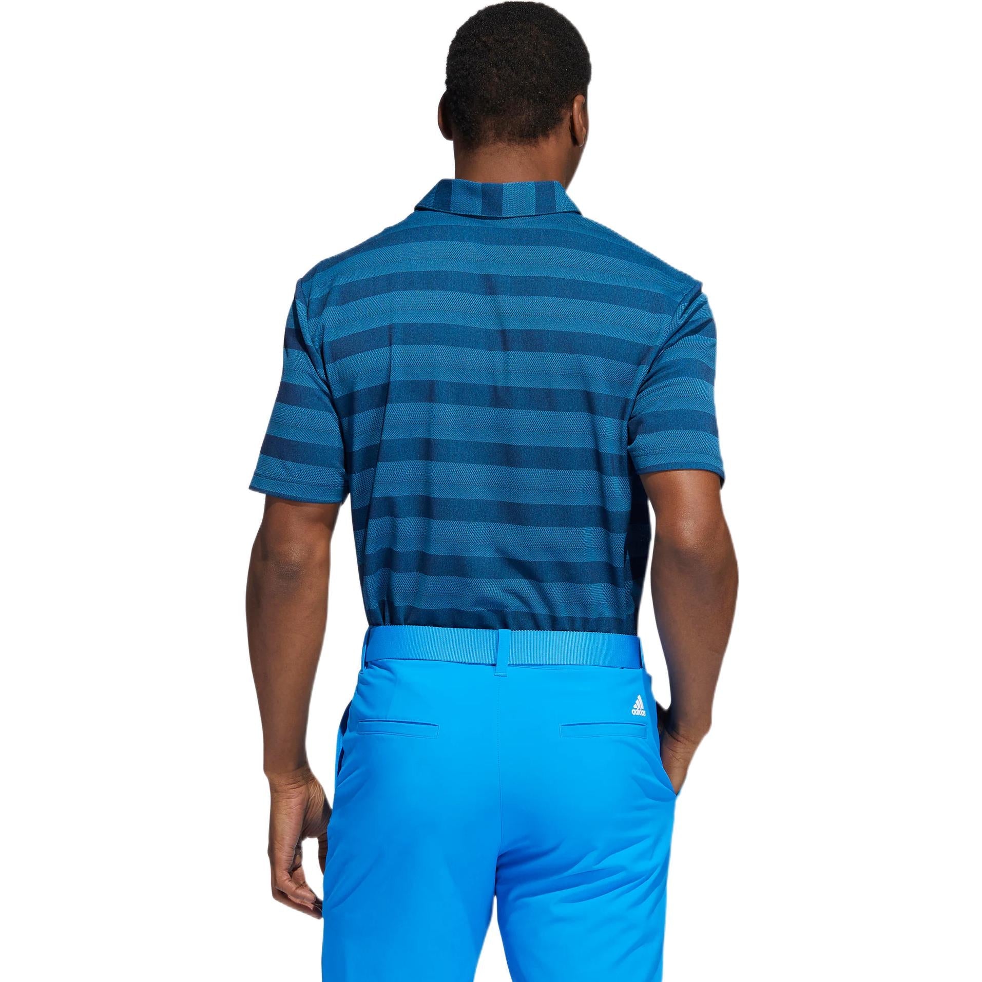 Men's adidas SS22 Stripe Logo Printing Short Sleeve Blue Polo Shirt H56792