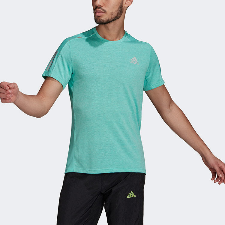 adidas Own The Run Tee Reflective Running Sports Breathable Round Neck Short Sleeve Green GM1600