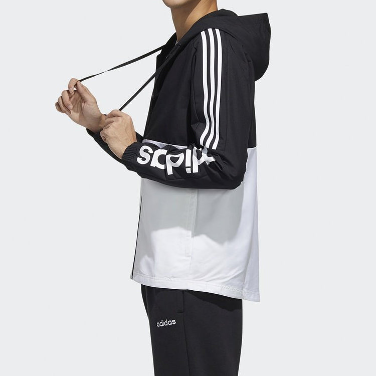 adidas hooded track Jacket Black White Splicing FL8627