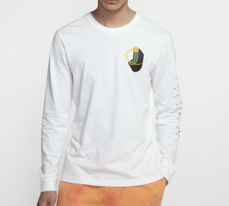 Air Jordan Legacy AJ10 Alphabet Logo Printing Long Sleeves White CT0736-100