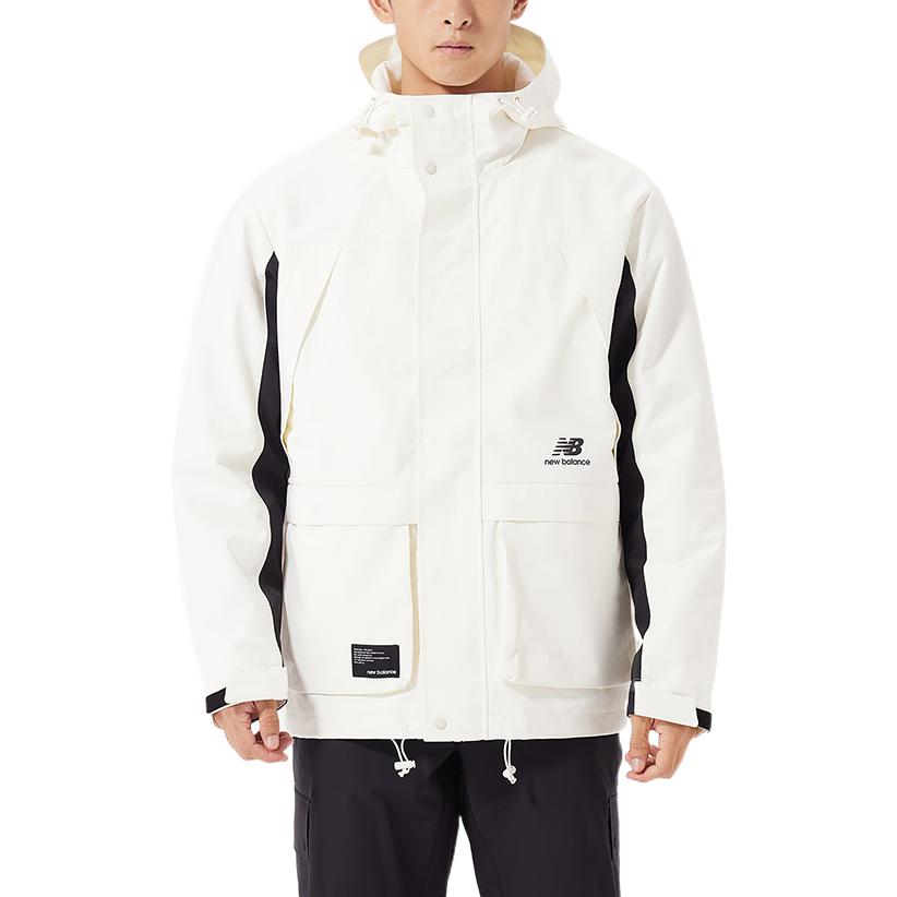 New Balance FW22 Hooded Windproof Jacket Asia Sizing 'White Black' AMJ23320-CIC