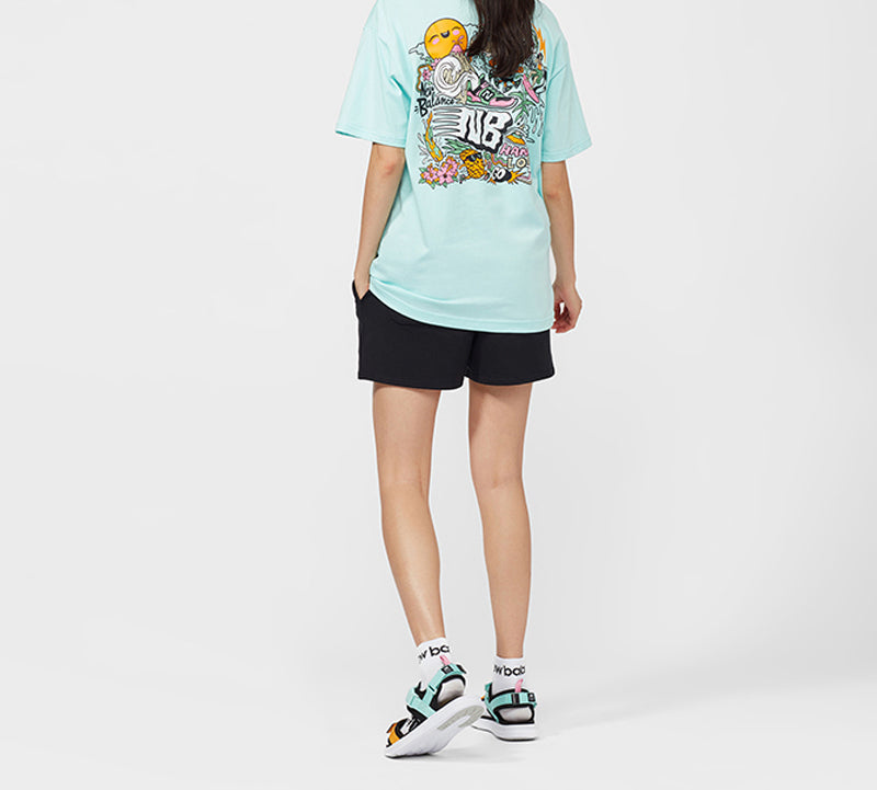 New Balance Back Illustration Printing Short Sleeve Couple Style Sky Blue AMT01548-BB2