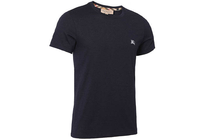 Burberry Logo Round Neck Short Sleeve Navy Blue 80038291
