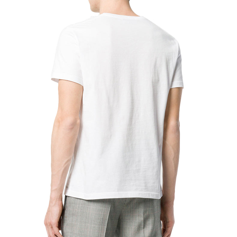 Men's Alexander McQueen Flowers Pattern Round Neck Short Sleeve White 463984-QKZ63-0900